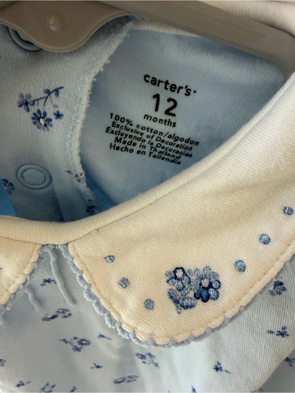 Carter's Light Blue Floral Peter Pan Collar Tee